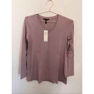 Eileen Fisher Long Sleeve Tencel V Neck Minimalist Old Money Tunic Size XS NWT